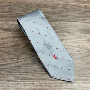 Yves Saint Laurent Silver w/ Red & Blue Check Tie